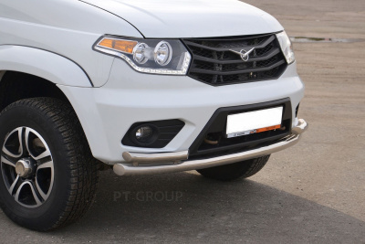 Защита переднего бампера двойная с углами Ø63/51мм (НПС) UAZ Patriot 2014- (05020102)