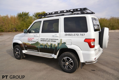 Защита порогов с алюм. площадкой Ø51мм (НПС) UAZ Patriot 2014- (05020201)