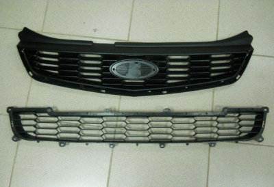 Решетки радиатора переднего бампера (верхняя и нижняя) Лада Приора SE (рестайлинг)