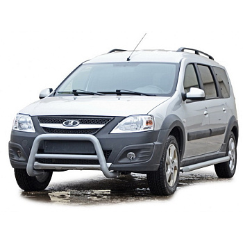 Защита порогов с алюминиевым листом, нерж. (d63,5) Лада Ларгус Cross (арт. 1450)