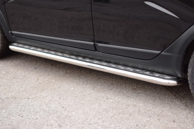 Защита порогов с алюм. площадкой Ø51мм (НПС) LADA Vesta SW Cross 2017- (LSC220302)