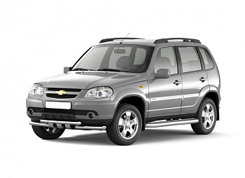 Защита порогов с алюм. фигурной площадкой Ø63мм (НПС) CHEVROLET Niva 2009-2020/ LADA Niva 2020-/ LADA Niva Travel 2021- (LNV220304)