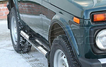 Пороги «Труба с проступью» нерж. (d 76) ВАЗ 21213 (арт. 1302)