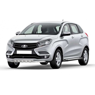 Защита переда «Труба двойная», нерж. (d.51) Lada X-Ray (арт. 1439)