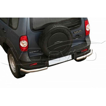 Защита заднего бампера "Уголки" цельные, нерж. (d 63,5 мм). 2123 Шевроле Нива RS (арт. 0233 RS)