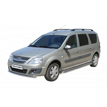 Защита порогов «Труба» нерж. (d63,5) Лада Ларгус (арт. 1411)