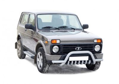 Защита переда "Акула" с усами и доп. защитой двигателя (d63.5) Нива 4x4 Urban (арт. 0377)