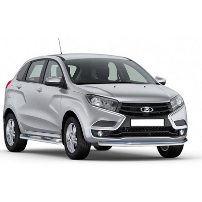 Защита порогов «Труба с проступью» (d.76) Lada X-Ray (арт. 3417)