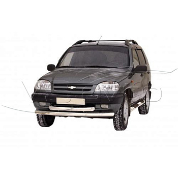 Защита переда "Труба двойная" нерж. (d 63,5) 2123 Шевроле Нива (арт. 0247)