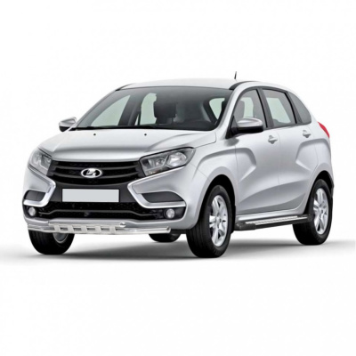 Пороги «БУМЕР 1» алюминиевые с резинкой Lada X-Ray (арт.1440)