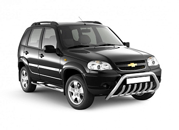Защита порогов с накладками Ø76мм (НПС) LADA NIVA Travel 2021-/ LADA NIVA 2020-/CHEVROLET Niva 2009-2020 (LNT-21-220324.00)