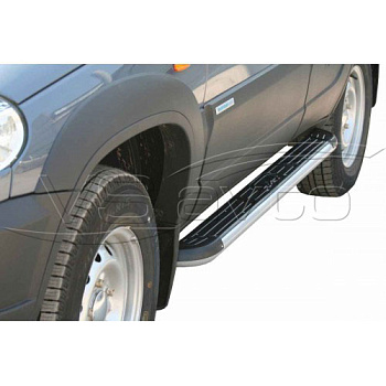Пороги с пластиковой накладкой 2123 Шевроле Нива RS, Niva Travel (арт. 0159 RS)