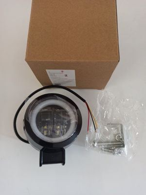 Фара светодиодная (дополнительного света) с режимом ДХО, круглая, комбо, 85х50 мм