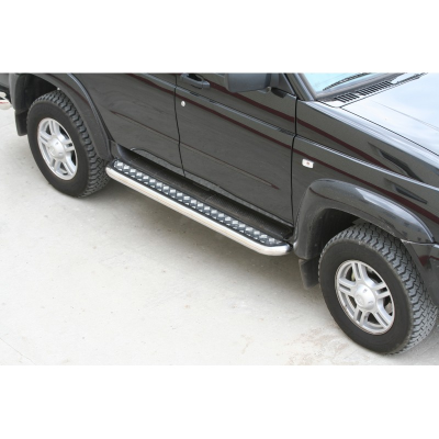 Защита порогов с алюминиевым листом, нерж. (d 63.5) УАЗ Patriot (арт. 1408)