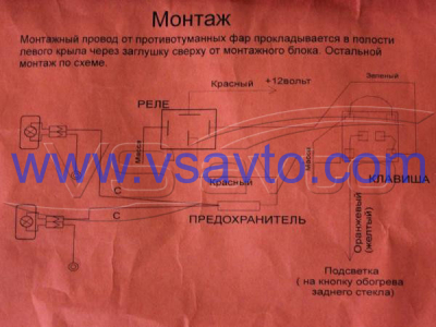 Монтажный комплект подключения противотуманных фар