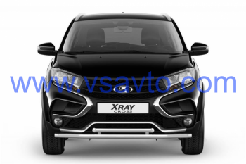 Защита переднего бампера двойная Ø51/51мм (НПС) Lada X-Ray Cross 2018- (LXC220201)