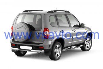 Защита заднего бампера с накладкой Ø63мм (НПС) CHEVROLET Niva 2009-2020/ LADA Niva 2020- (LNV220103)