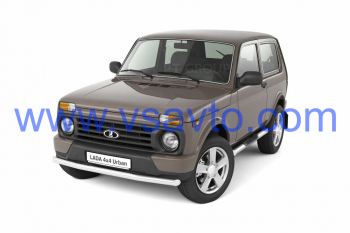 Защита порогов с накладками Ø76мм (НПС) Лада 4х4 2121 1995-/ 4x4 Urban 2015- (LNI220303)